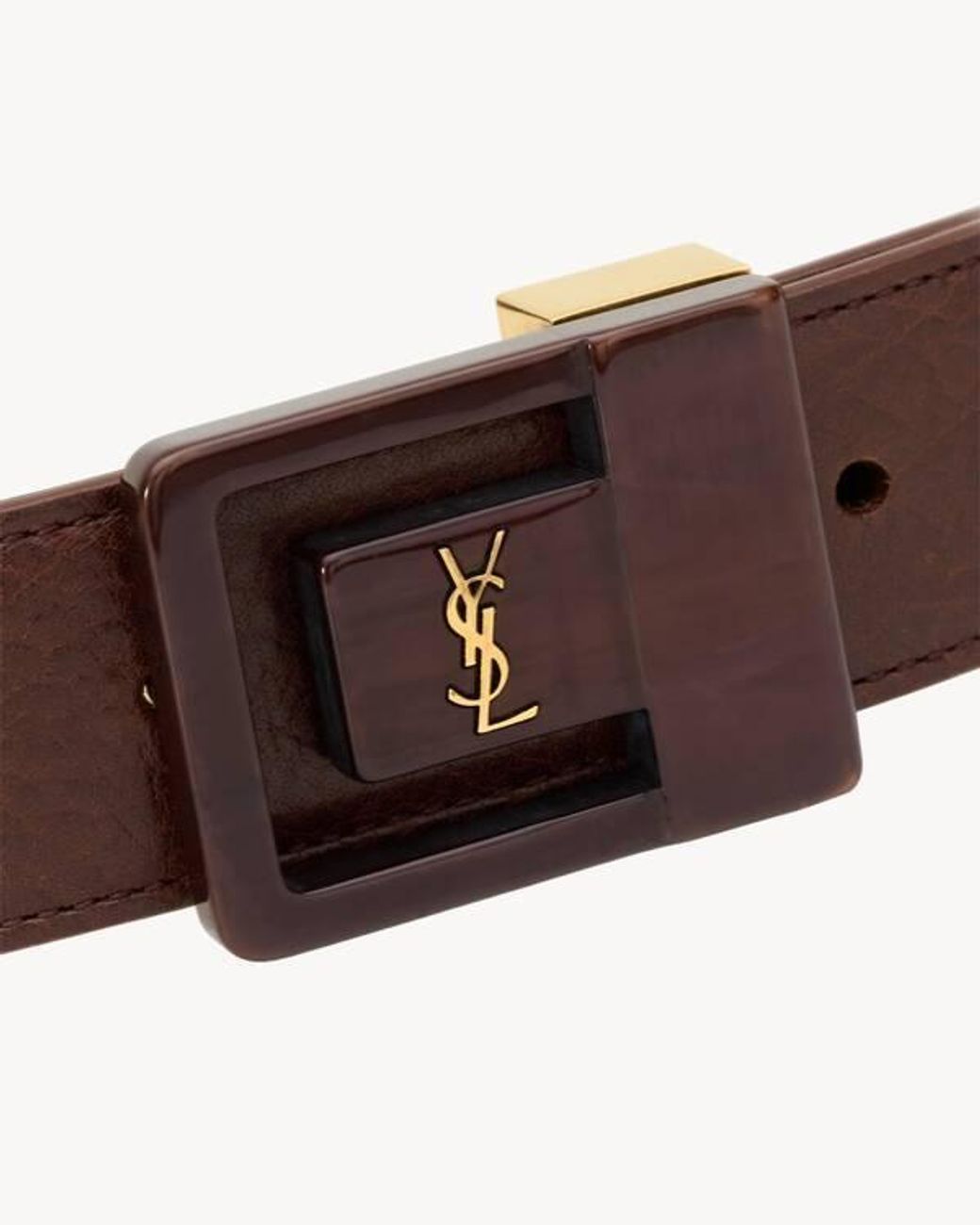 Saint Laurent White La 66 Buckled Belt
