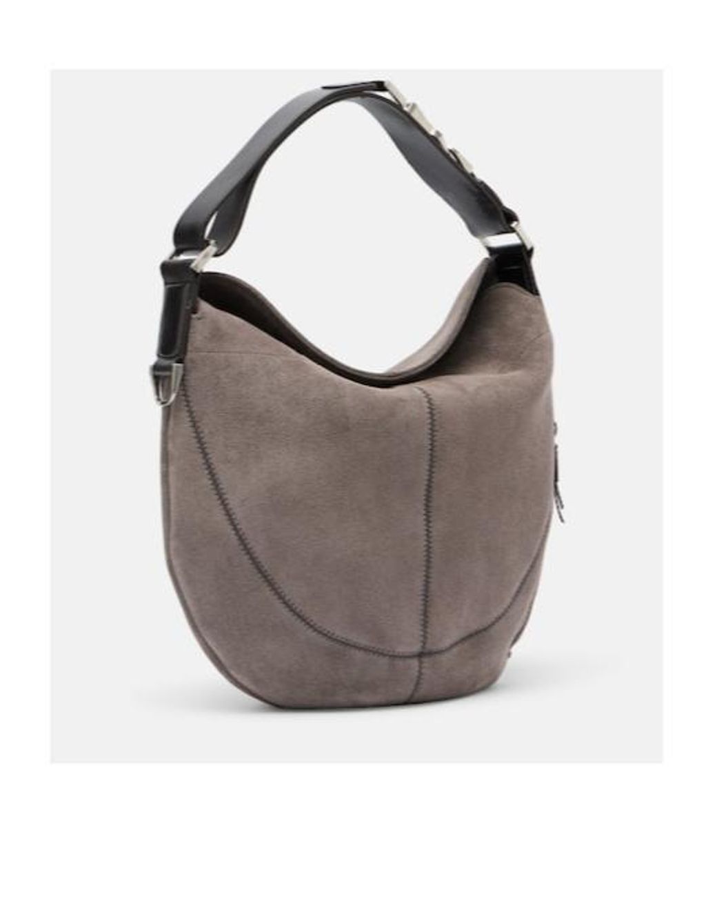 Lemaire Gray Quiver Clip Medium Suede Shoulder Bag