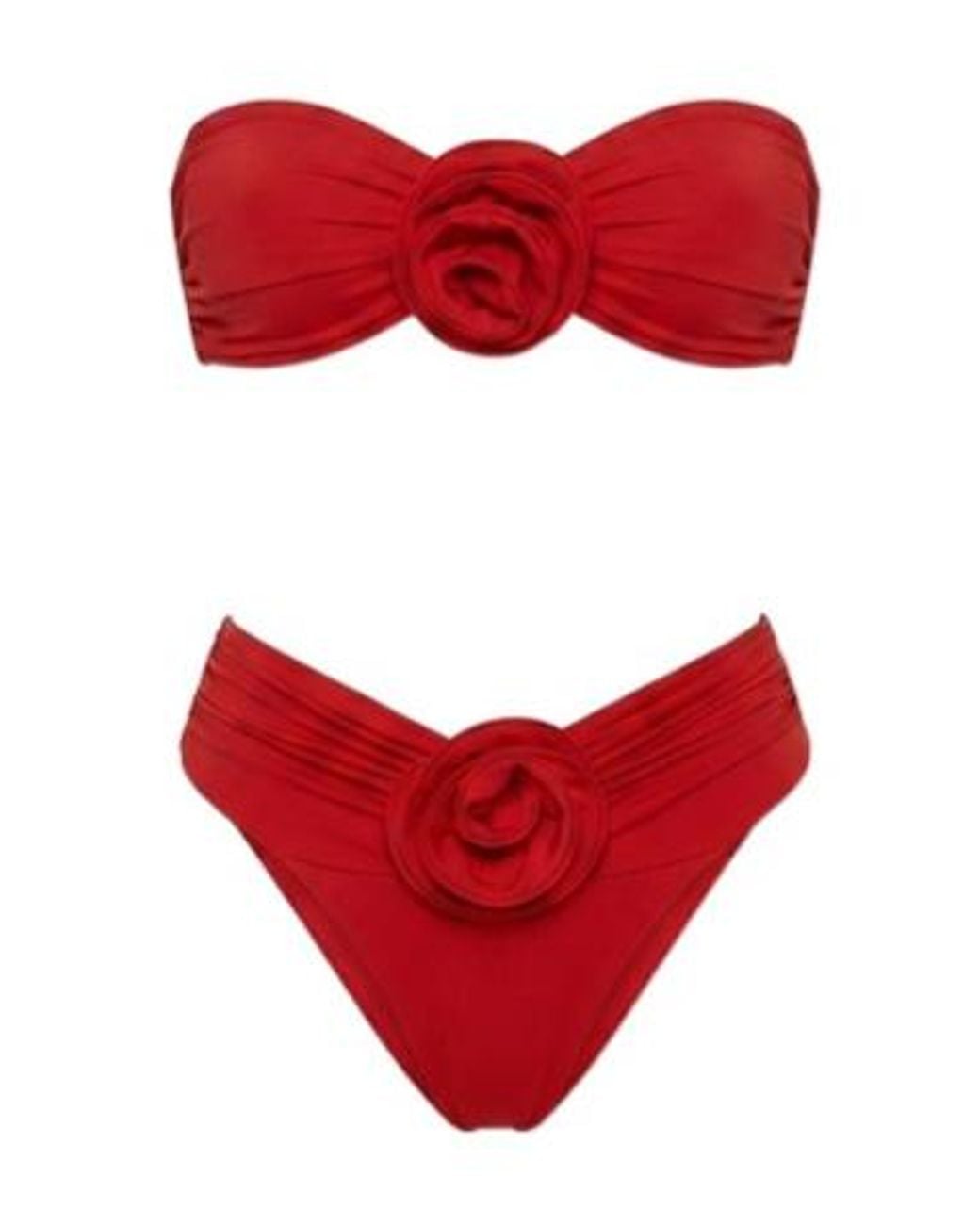 LaRevêche Red Derya Floral-Appliqué Bikini