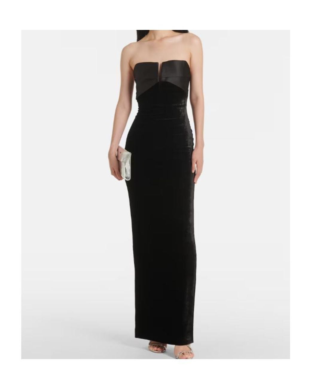 Roland Mouret Black Strapless Velvet Gown