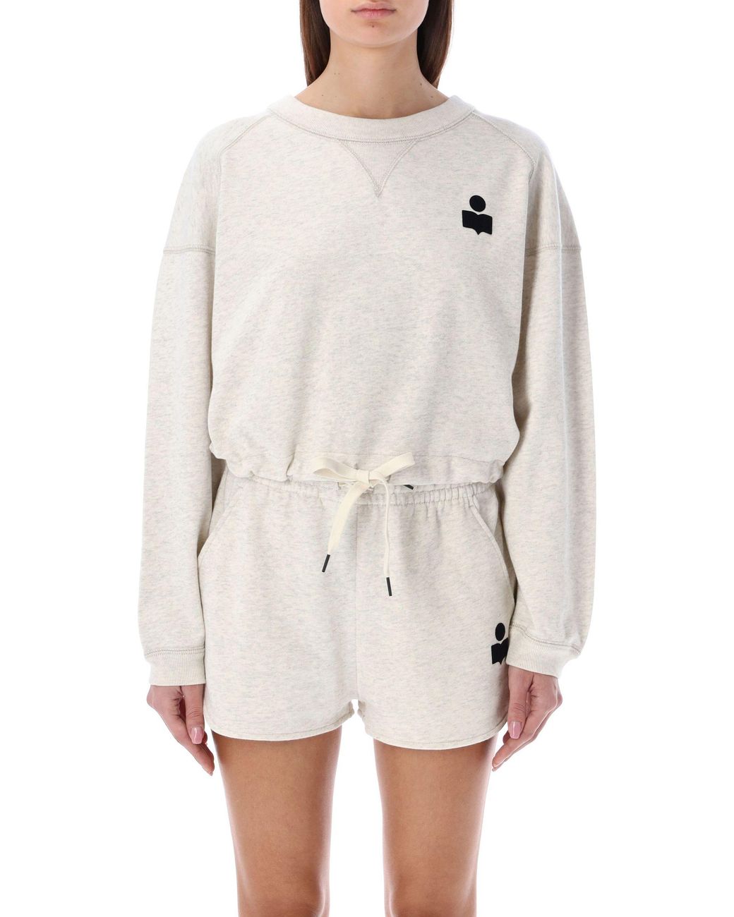 Isabel Marant White Round-Collar Long-Sleeve Hoodie