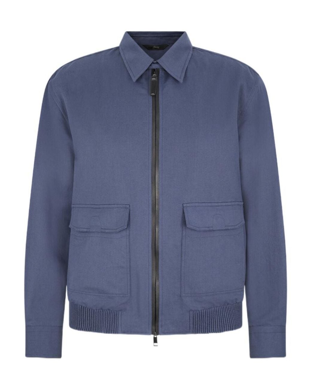 Brioni Blue Short Linen And Cotton Shirt Collar Jacket for men
