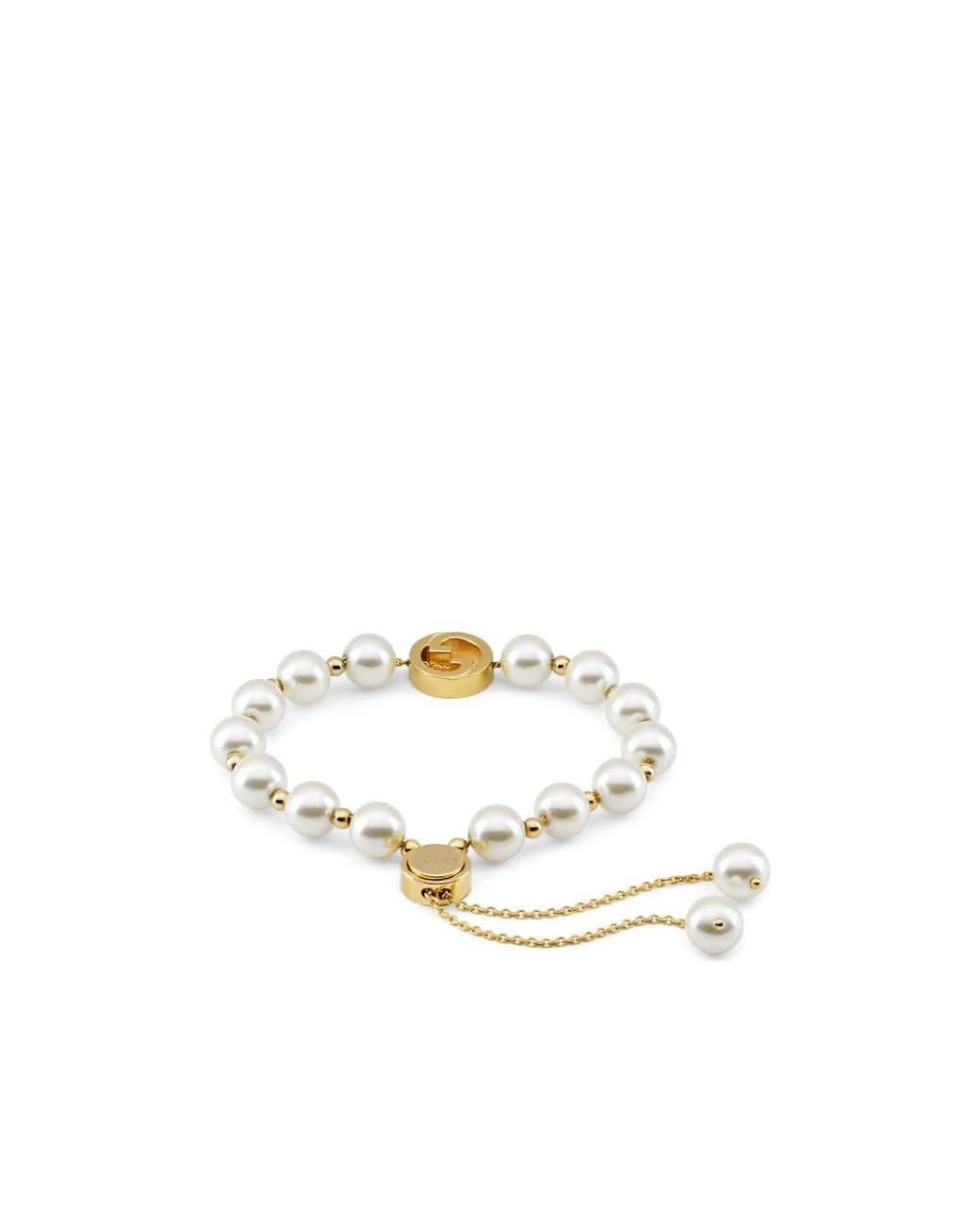 Gucci White Embellished Interlocking Bracelet