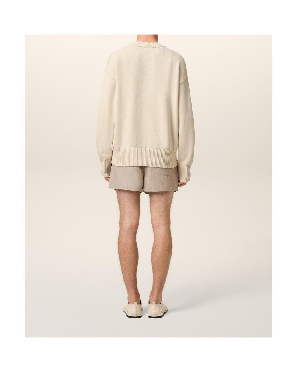 AMI Natural Logo Embroidered Knitted Cardigan for men
