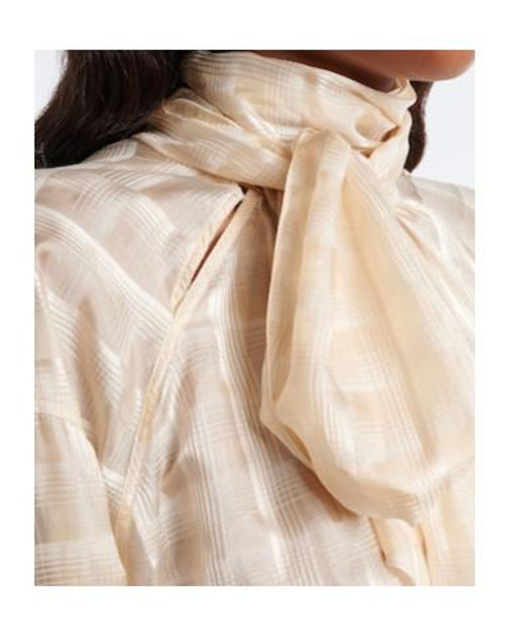 Dorothee Schumacher Natural Airy Check Tie-Neck Cotton And Silk Blouse