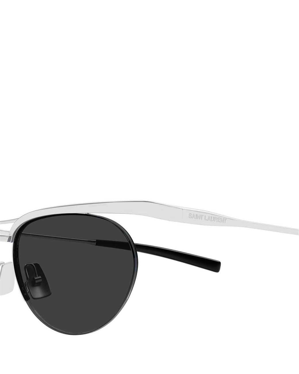 Saint Laurent White Half-Frame Oval Sunglasses for men