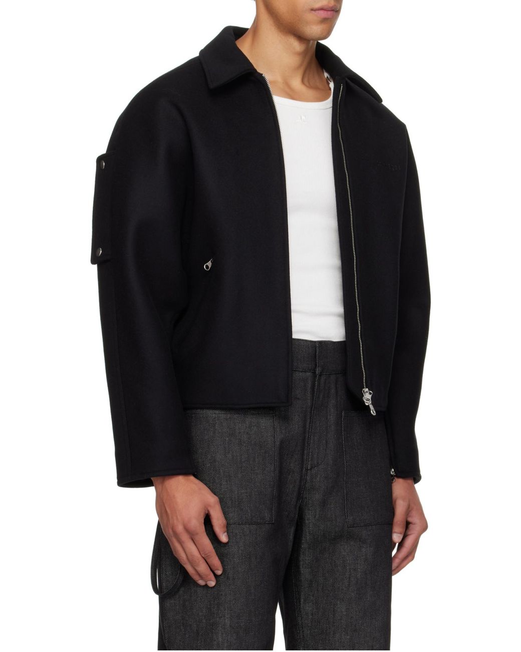 Courreges Black Courrèges Embroidered Bomber Jacket for men