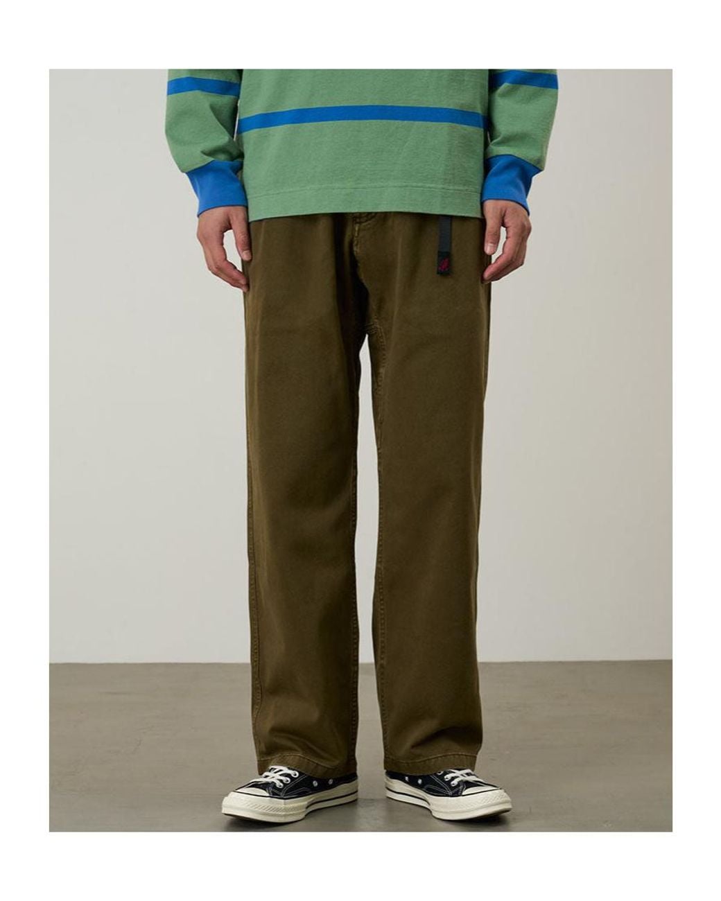 Gramicci Green Straight-Leg Trousers With An Elastic Waistband for men