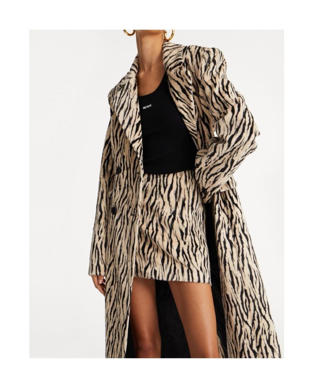 ROTATE BIRGER CHRISTENSEN Natural Zebra Print Skirt