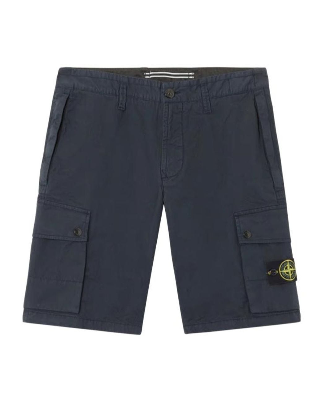 Stone Island Blue Logo Patch Cargo Shorts for men