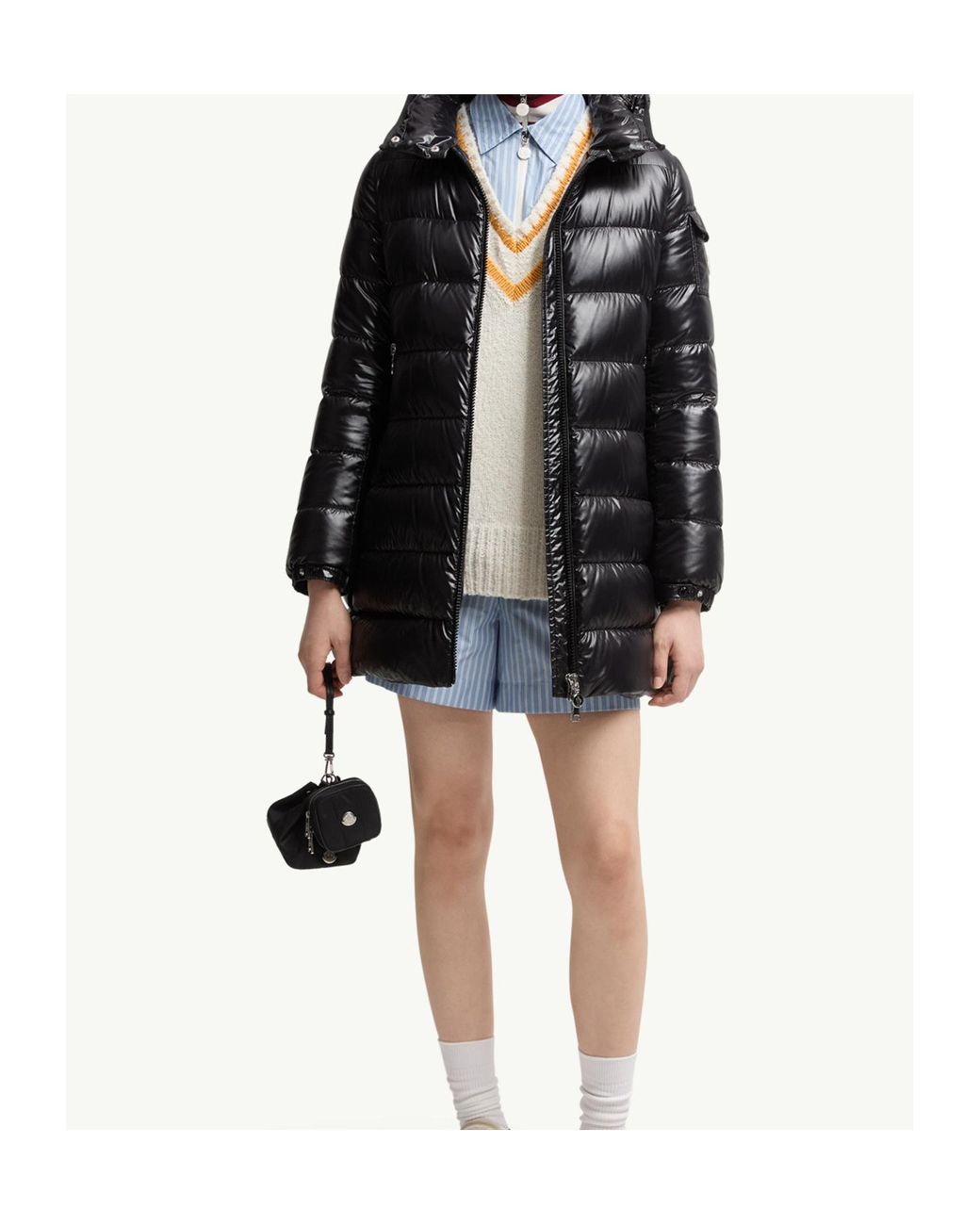 Moncler Black Courcelles Hooded Mid-Length Padded Jacket