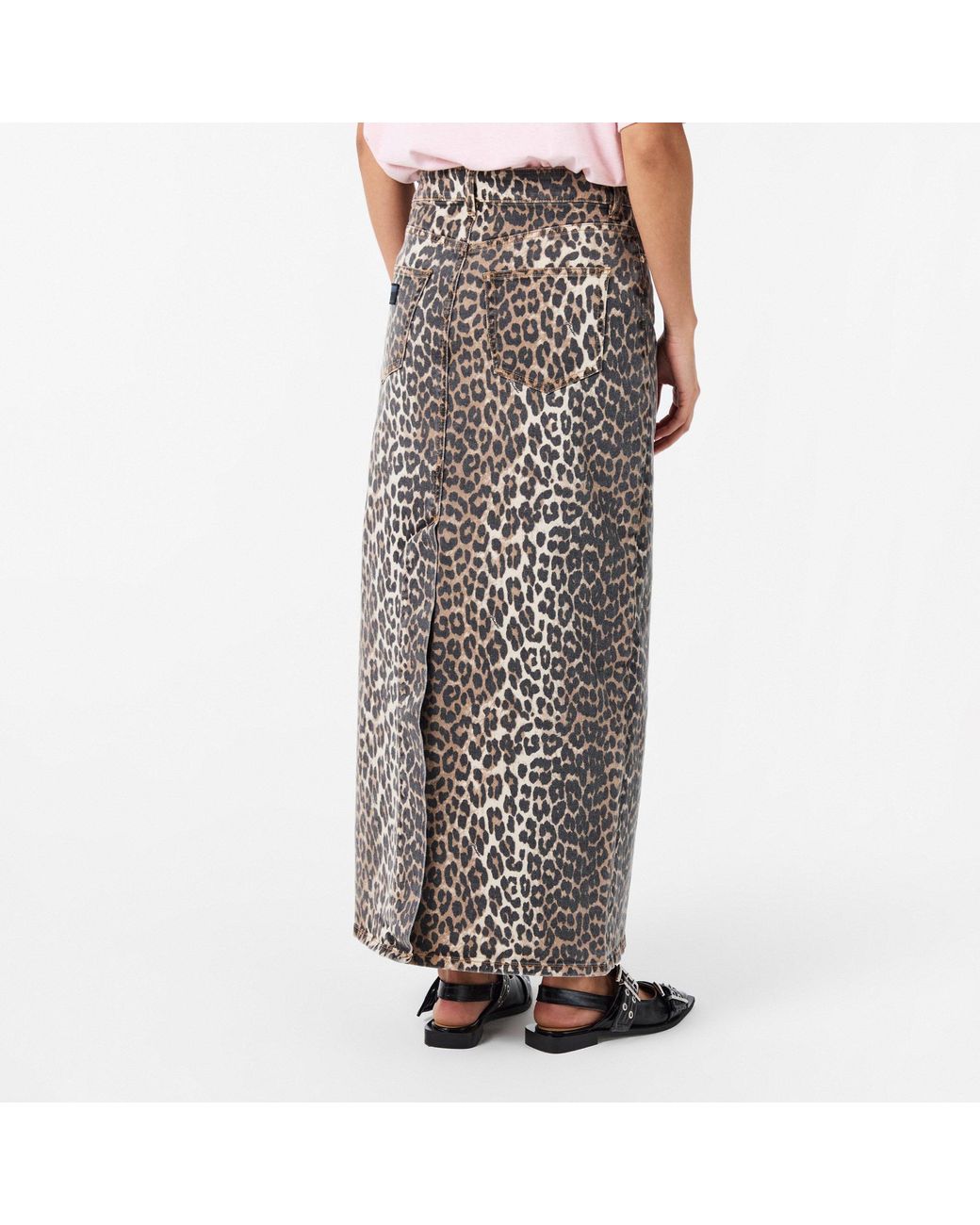Ganni Gray Stylish Print Versatile Midi Skirt