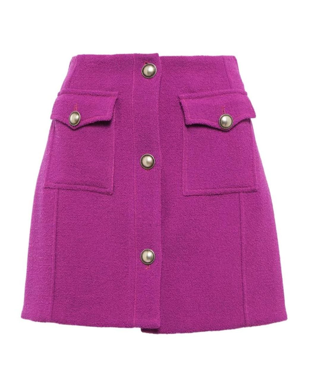 Alessandra Rich Purple Wool-Blend Miniskirt