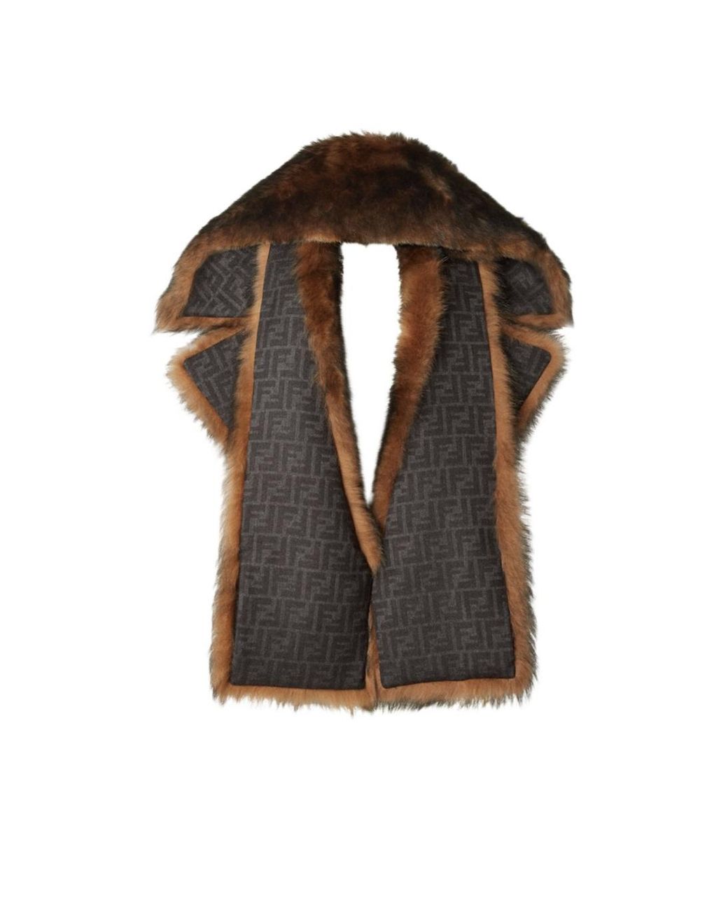 Fendi Brown Ocher Dorsato Shearling Scarf