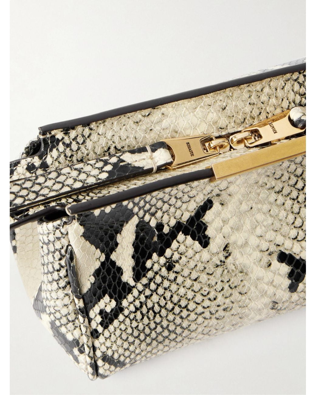 Khaite Metallic Minimalist Snake-Print Clutch