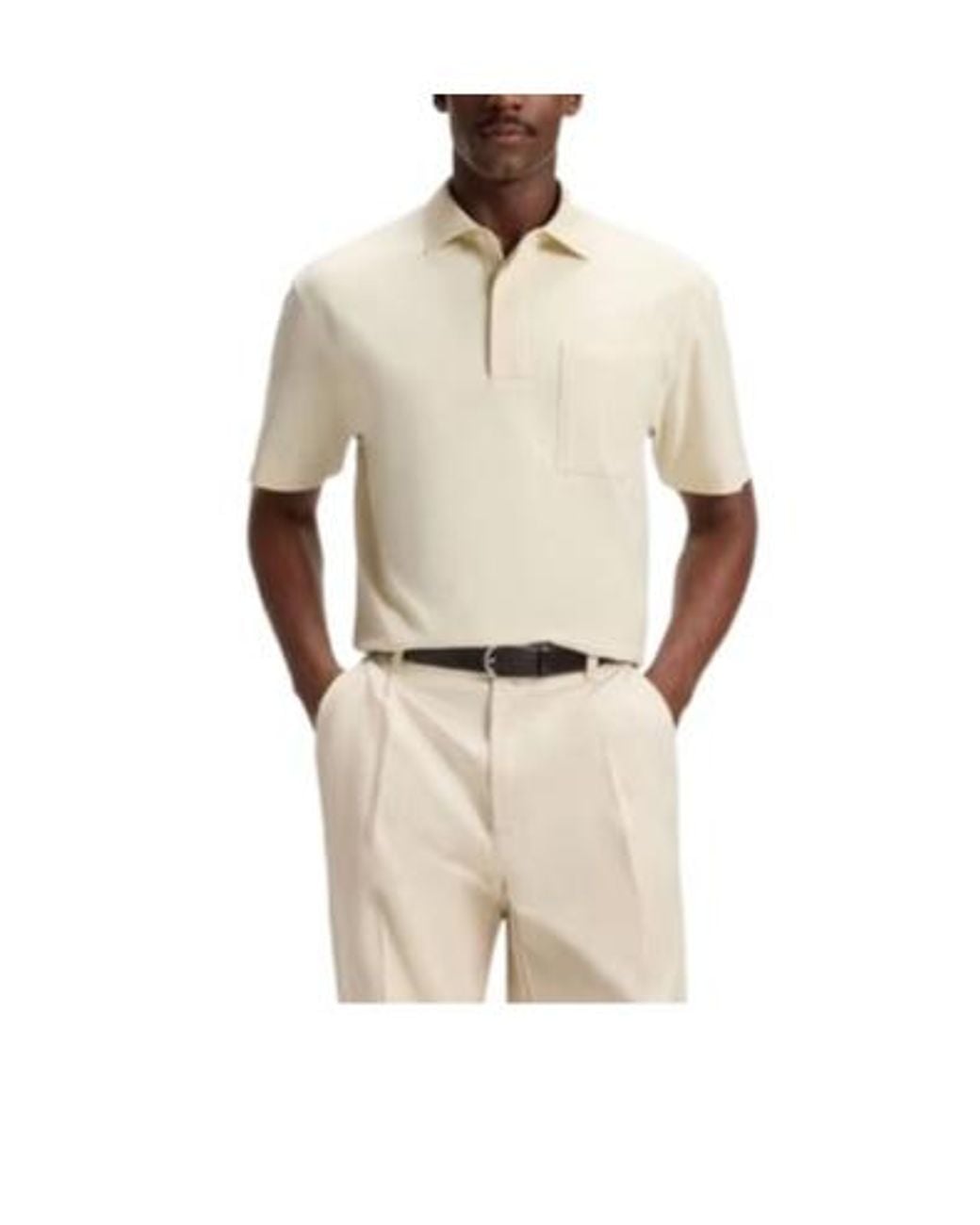 Boss White Solid-Color Short-Sleeve Top for men