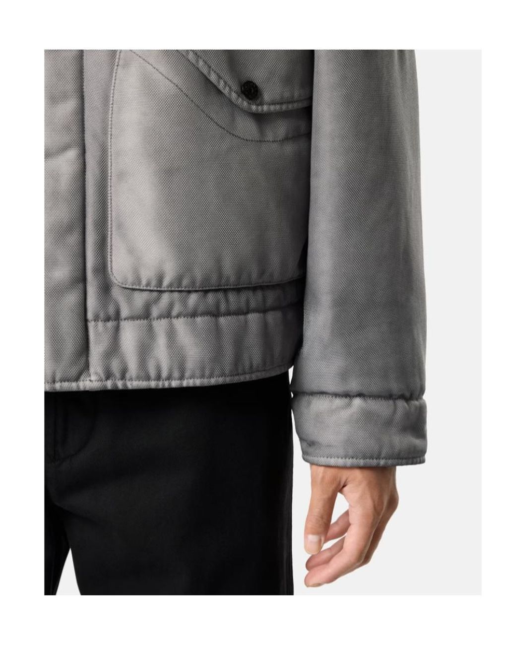 Stone Island Gray Padded Stand Collar Jacket With Anti-Drop for men