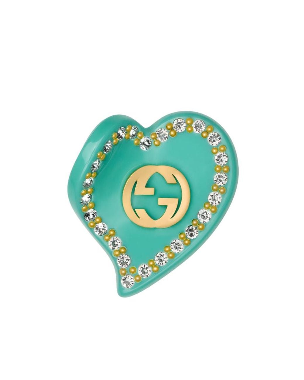 Gucci Blue Interlocking G Heart-Shape Hair Clip