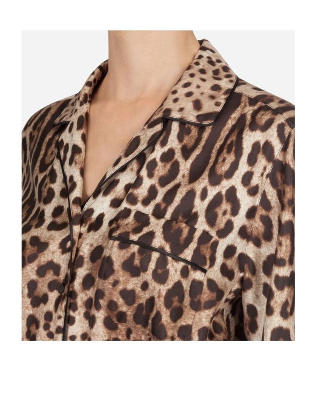 Dolce & Gabbana Brown Leopard-Printed Long-Sleeved Pajama Jumpsuit