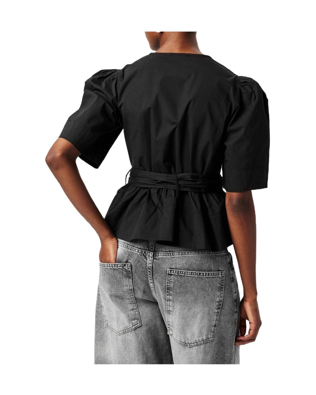 Ganni Black Tie Blouse