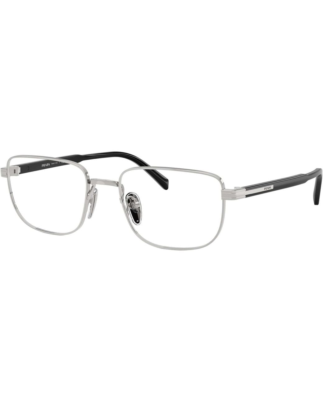 Prada Black Eyewear Rectangular Frame Glasses for men