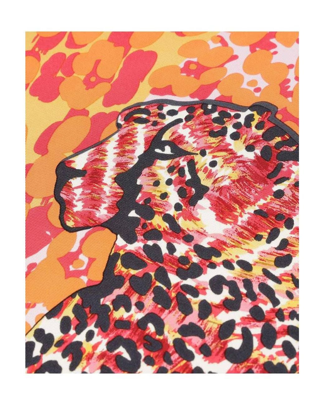 Ferragamo Red Printed Silk Scarf