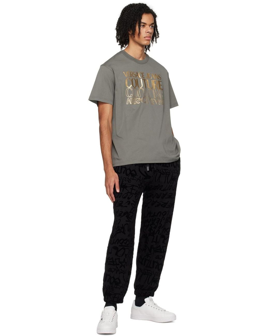 Versace Jeans Green Couture Logo Printed Crewneck T-Shirt for men