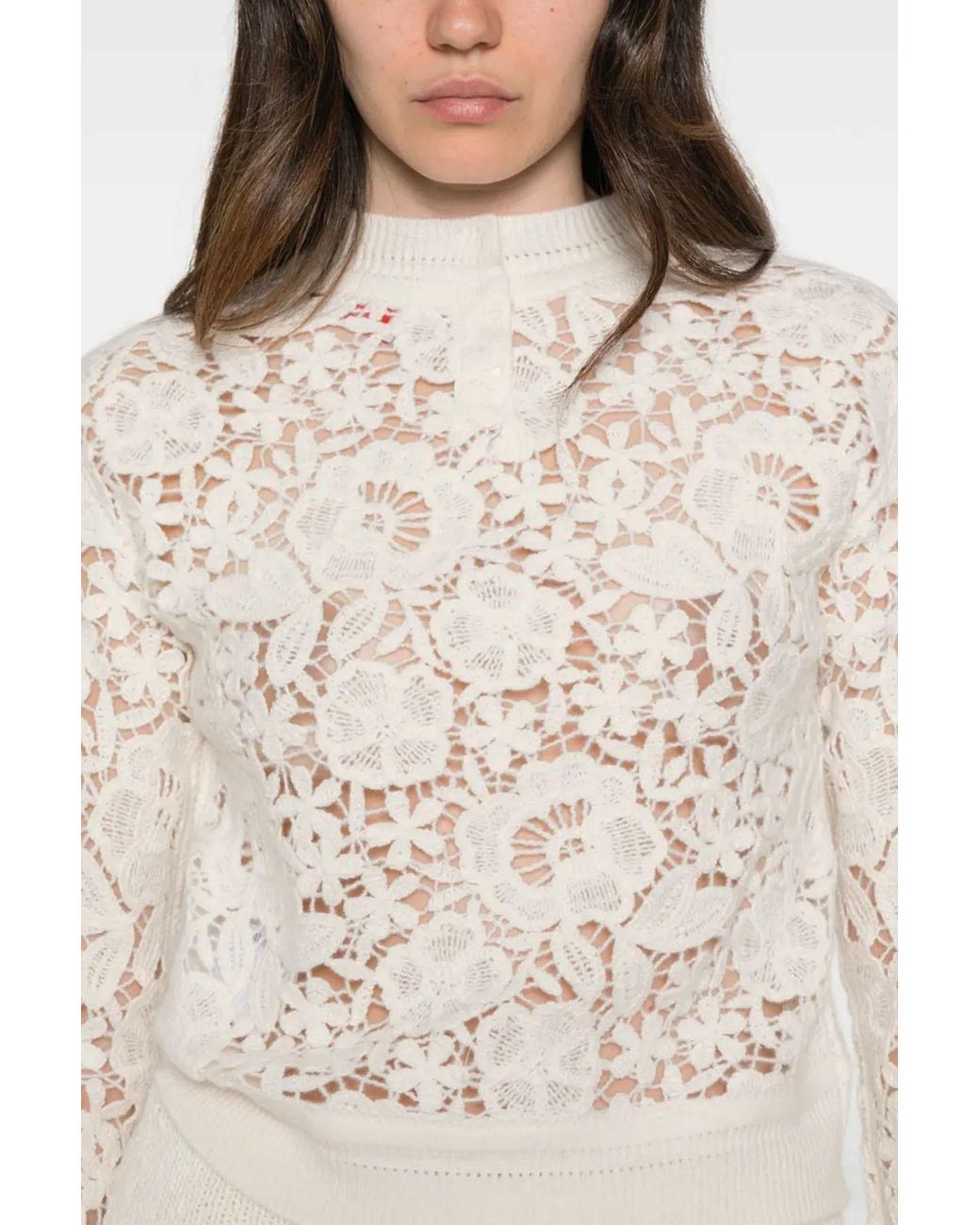 Ermanno Scervino White Floral-Lace Sweater