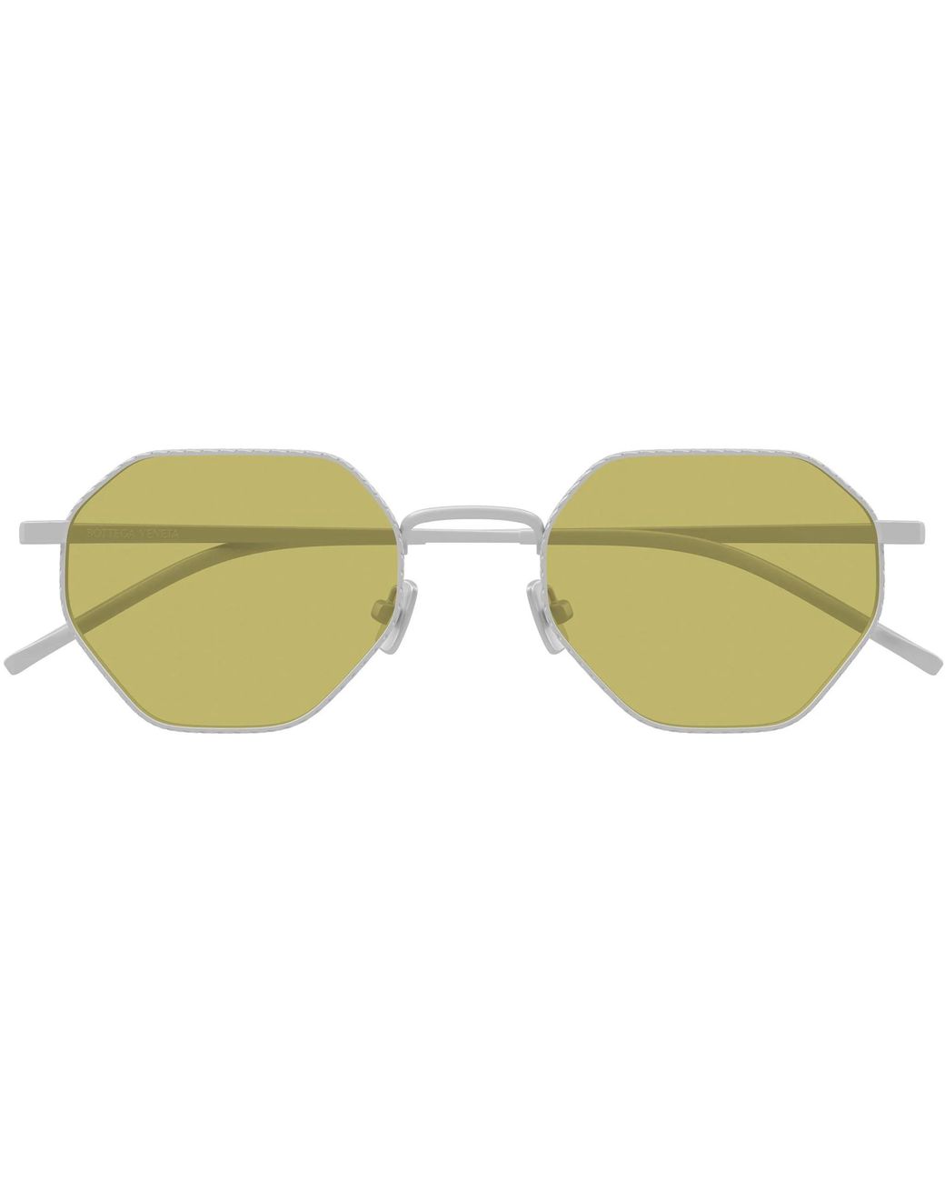 Bottega Veneta White Eyewear Intrecciato Geometrical Sunglasses for men