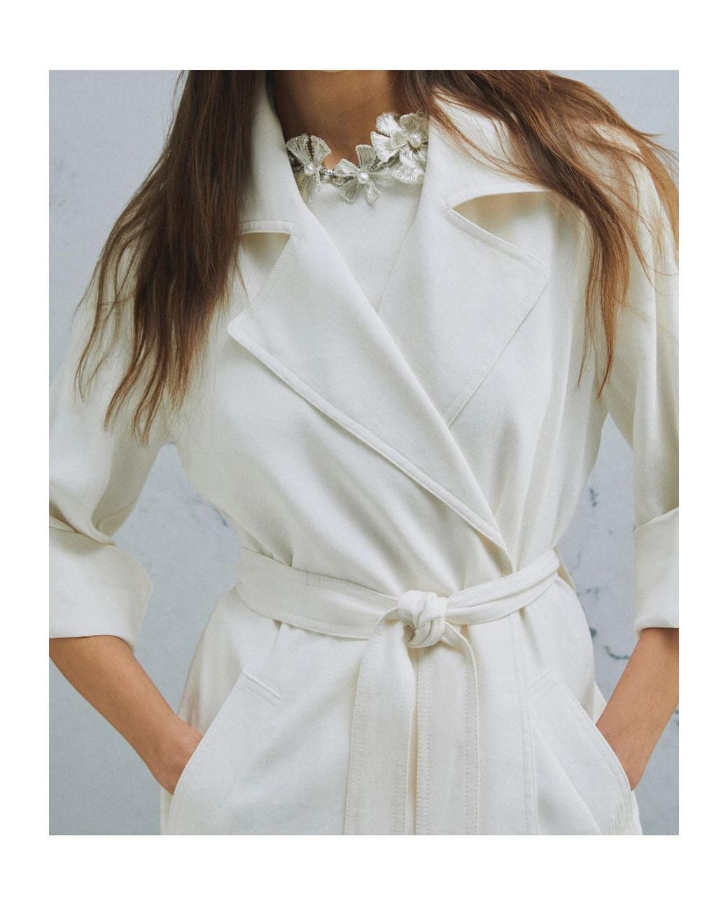 Marella White Drawstring Duster Coat