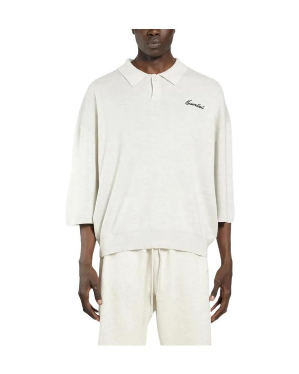 Fear Of God White Essentials Signature Knit Polo Shirt for men