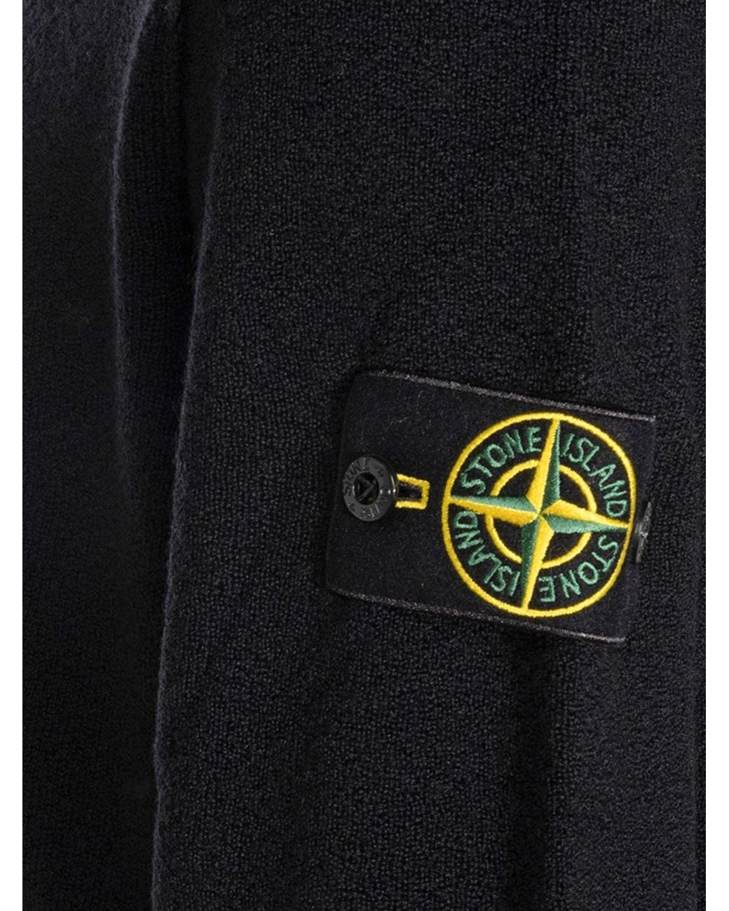 Stone Island Black Logo Patch Zipped Sweatshirt for men