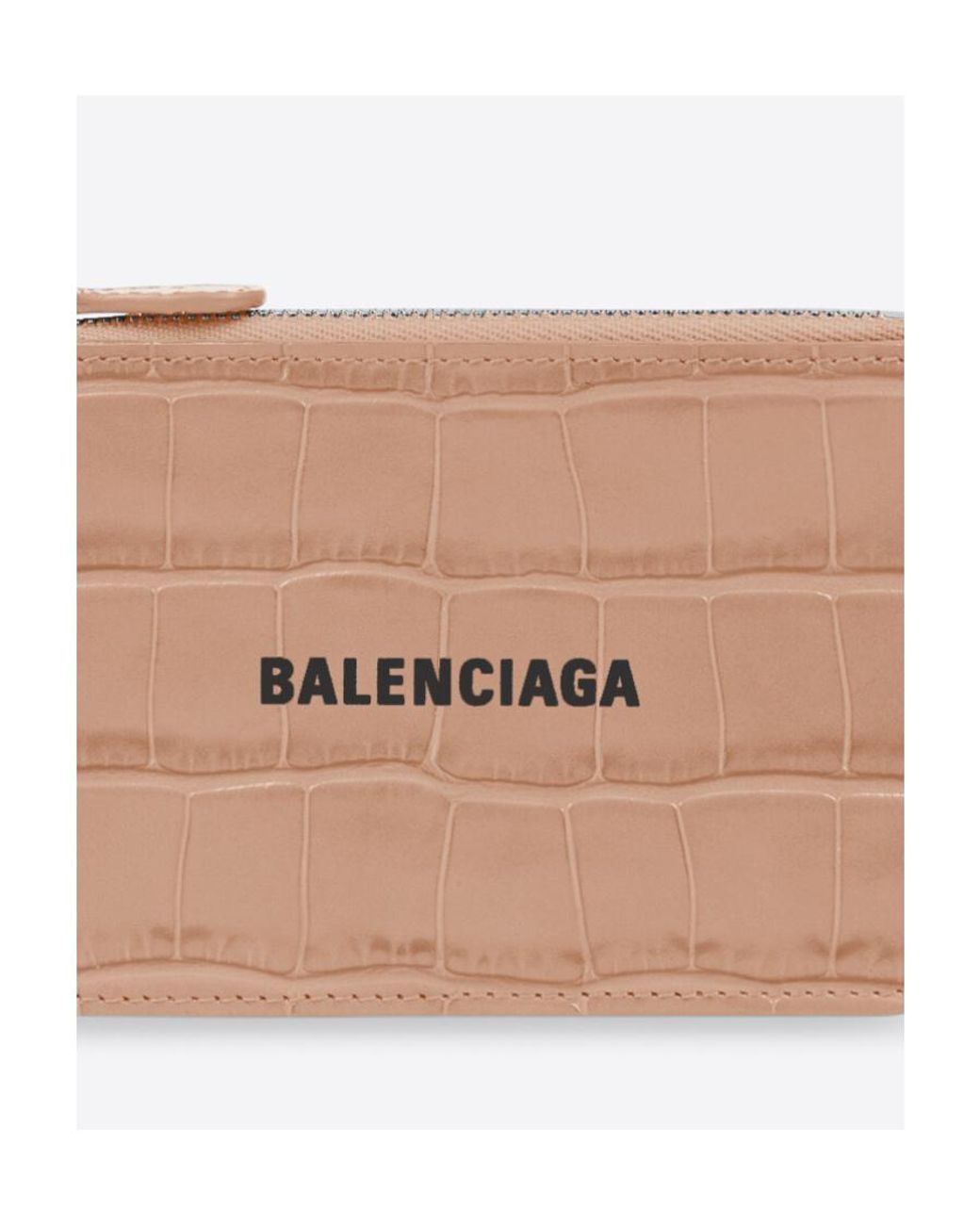 Balenciaga Pink Portamonete Lungo E Portacarte Cash Large Lavorati Coccodrillo Da Donna