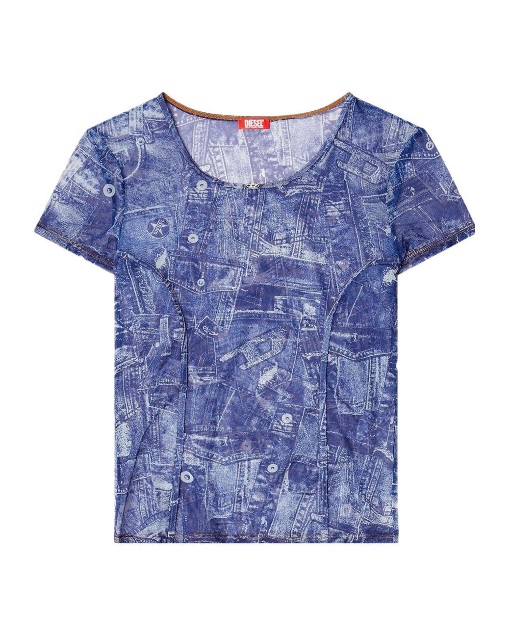 DIESEL Blue Fitted Short Sleeve Top