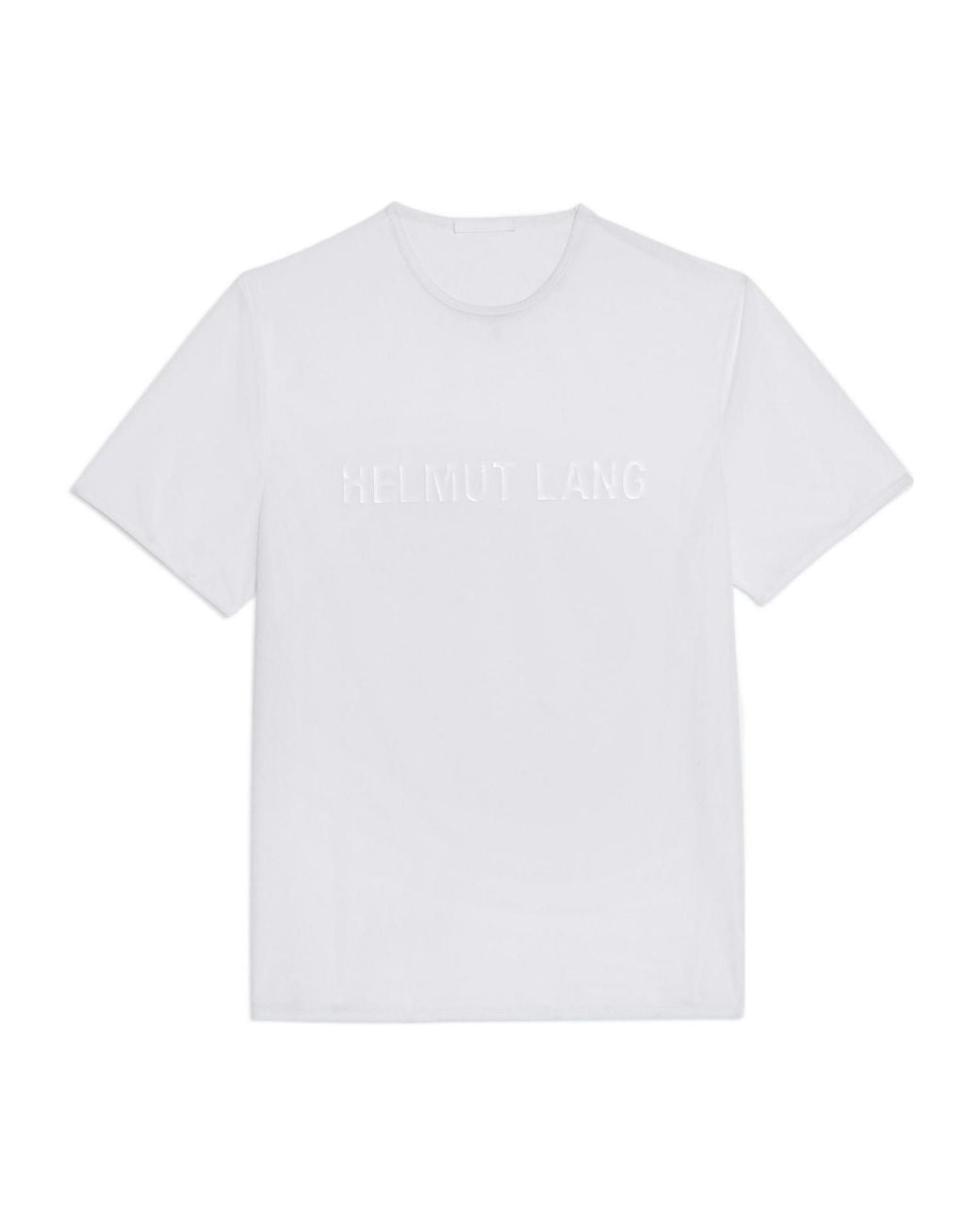 Helmut Lang White Logo Printed Sheer Crewneck T-Shirt