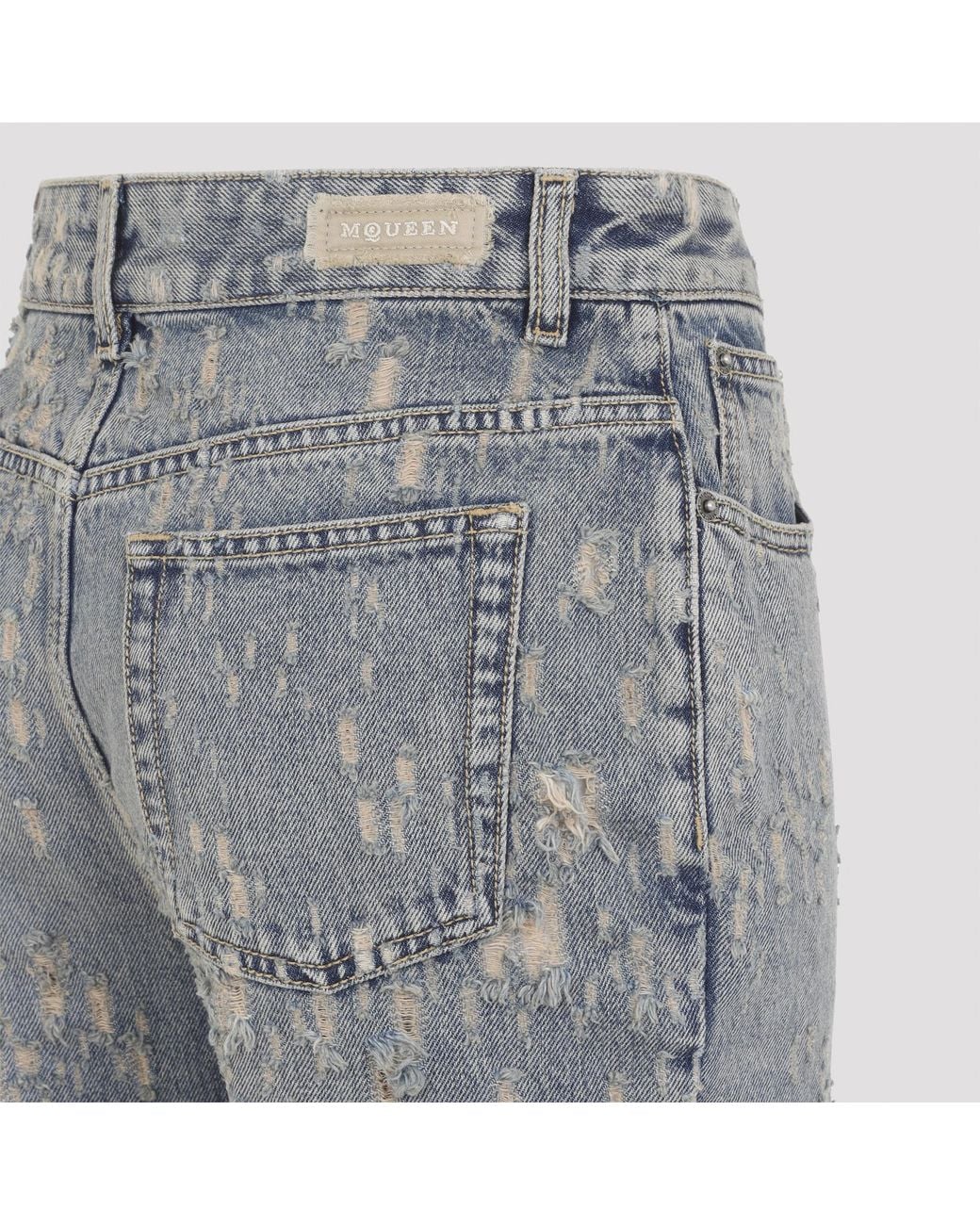 McQueen Gray Distressed Flared Jeans