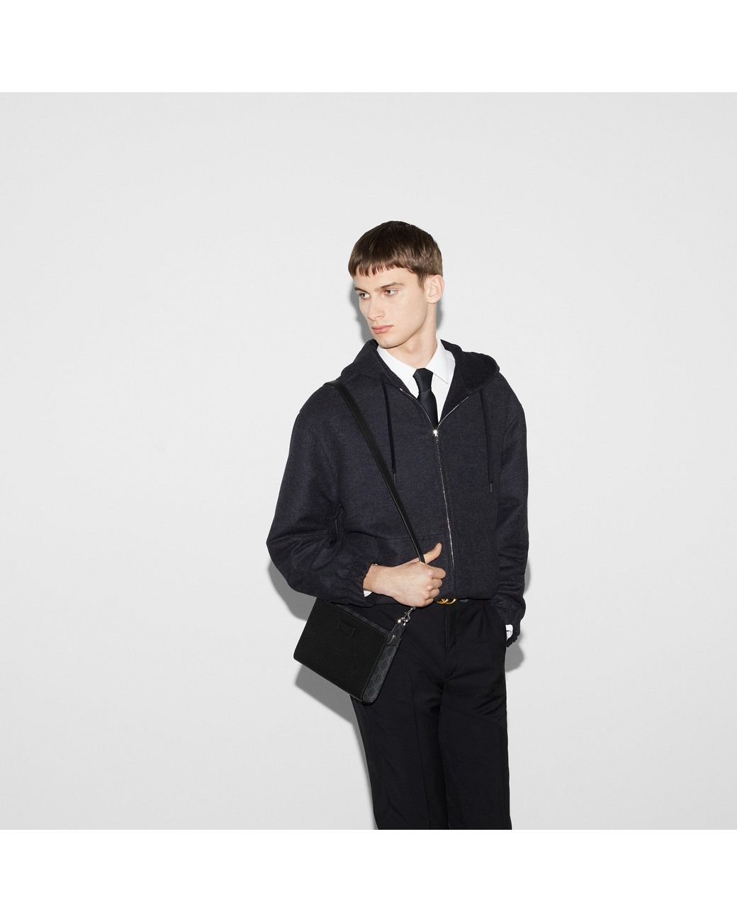 Gucci Black Logo Patch Super Mini Crossbody Bag for men