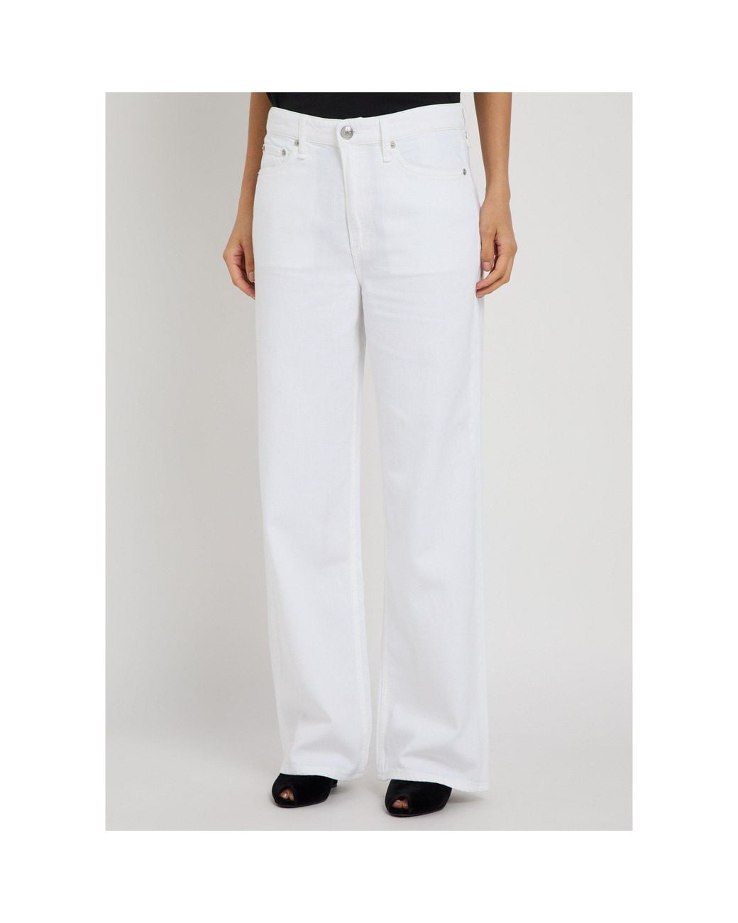 Rag & Bone White Loose Straight-Leg Jeans