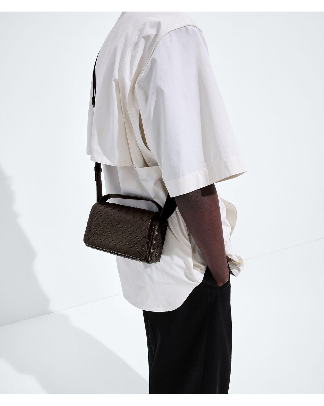 Bottega Veneta Black Intrecciato Mini Bag With Flap for men