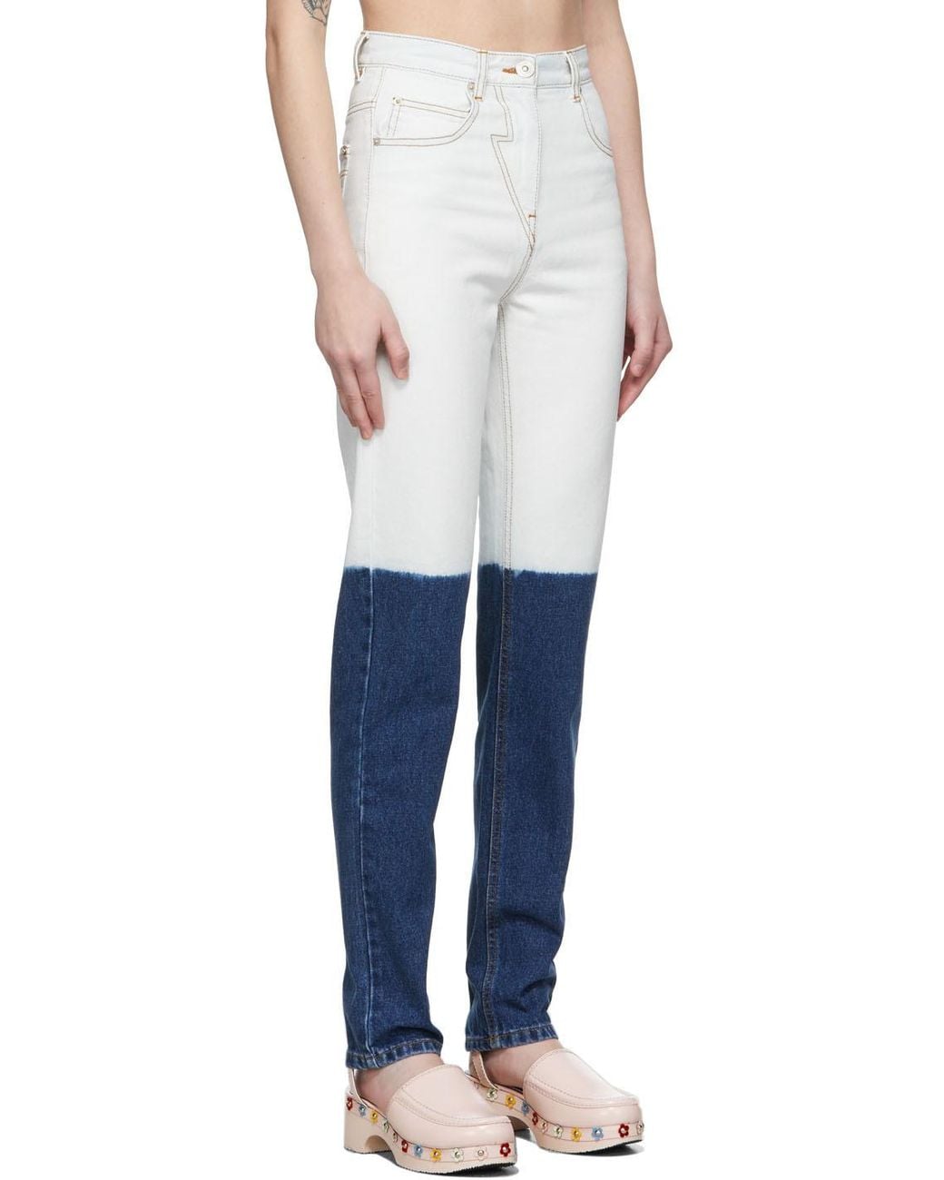 Pushbutton Blue Belt Loop Jeans