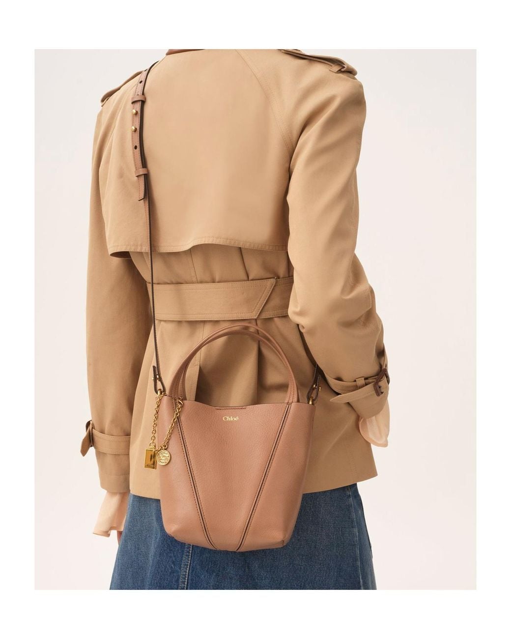 Chloé Brown Chloé Spin Logo Printed Small Top Handle Bag