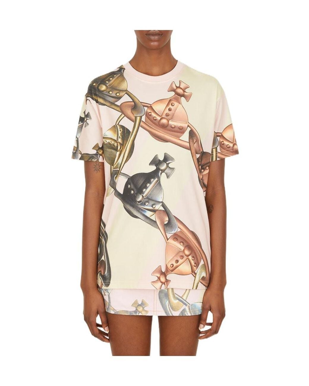 Vivienne Westwood Pink Orb Chain Printed Crewneck T-Shirt
