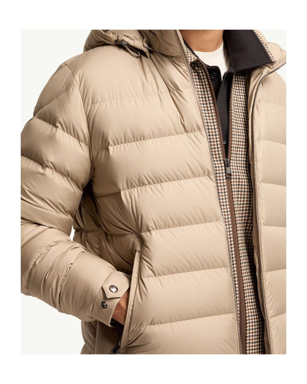 Moncler Natural Arneb Zip-Up Hooded Padded Jacket for men
