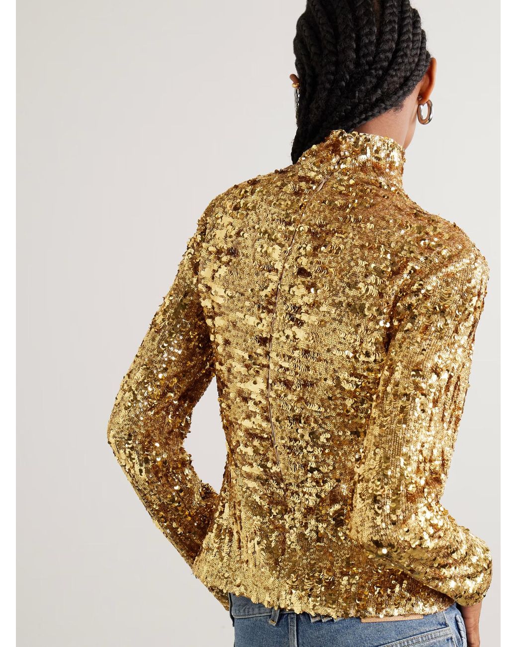 Rabanne Metallic Sequined Turtleneck Top