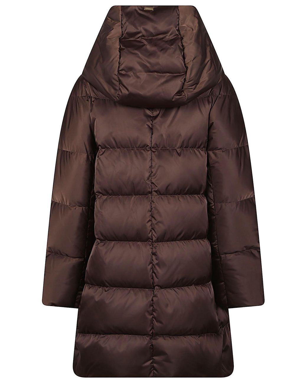 Herno Brown Zip-Up Drawstring Hooded Down Coat