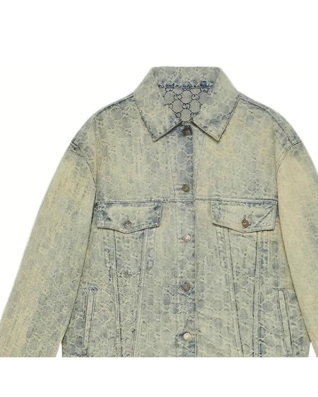Gucci Gray Gg Jacquard Denim Jacket