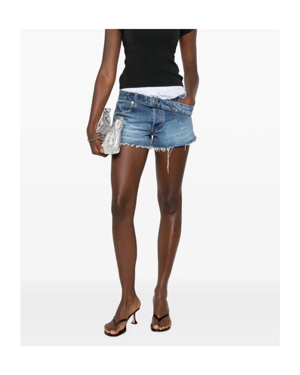 Alexander Wang Blue Asymmetric Cutoff Jeans
