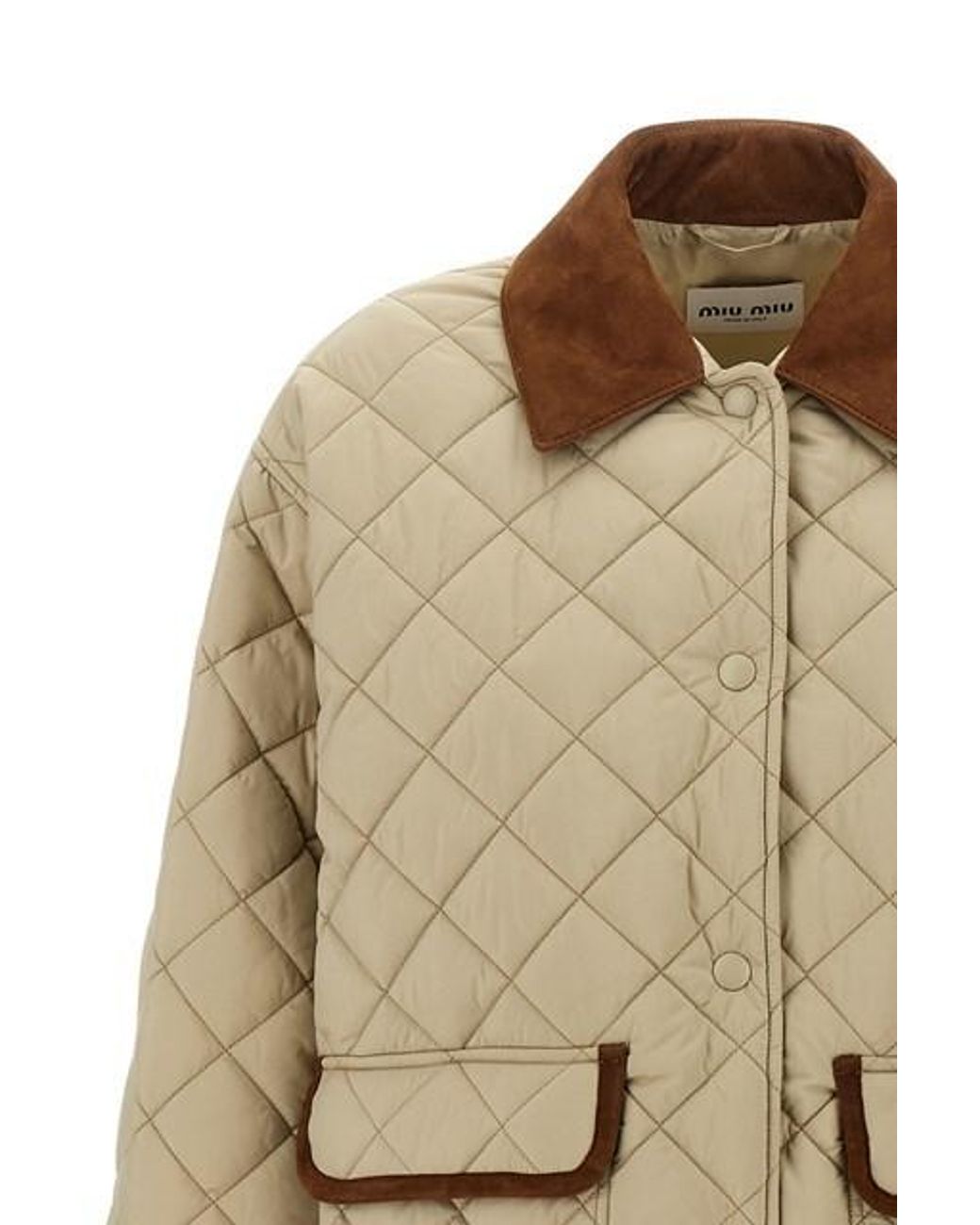 Miu Miu Natural Quilted Button-Up Jacket