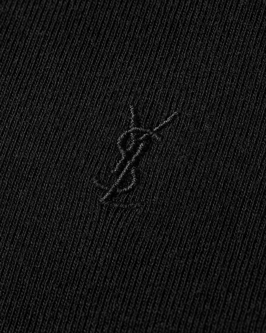 Saint Laurent Black Cassandre Ribbed T-Shirt for men