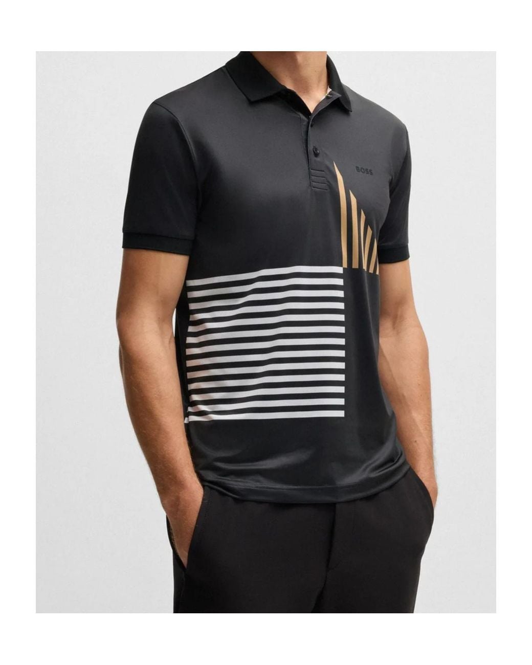 Boss Black Boss Paddy Stripe Detailed Polo Shirt for men
